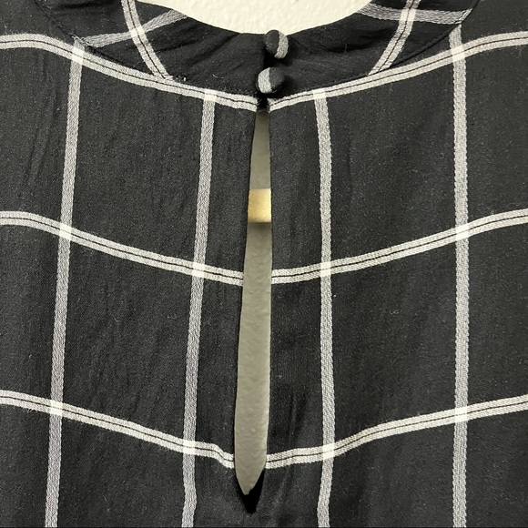 LOFT windowpane black white flare long sleeve shift dress mod 60s, size medium - Picture 8 of 8